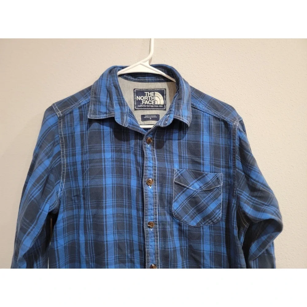 The North Face Shirt Mens S Blue Flannel Classic Long‎ Sleeve Casual Vintage